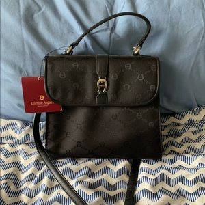 Etienne Aigner Black Logo Print Shoulder Bag